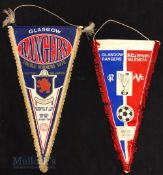2x Glasgow Rangers Football Pennants - 1976 + 1979, Treble Winners 1976 and European Cup Winners Cup