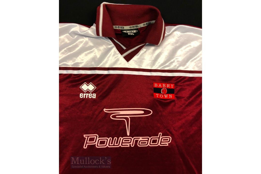 2003/04 Barry Town United Away/Euro football shirt size XXL, short sleeve, Errea, maroon and white - Image 2 of 2