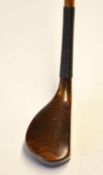 Late longnose beech wood replica putter – fitted with full length thick hide grip – overall 37