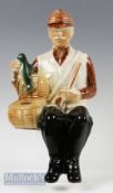 Ballantine's Scotch Whiskey Seated Fisherman Ceramic Bottle with original labels made by Palfrey