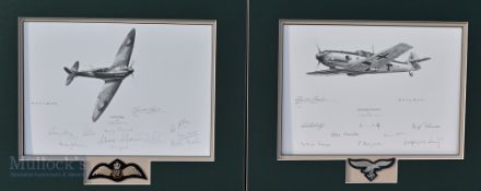 WWII Battle of Britain Pilots Signed Print Limited Edition 29/30 signed by 10 British pilots and