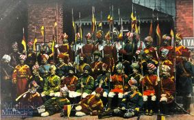 India & Punjab – Sikh Regiments of India A vintage antique postcard showing various Indian and