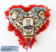 Victorian Boer War sweetheart cushion beautifully preserved in its original box. Featuring General