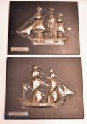 2 x Decorative Ship Navy Shipping Wall Plaques of Fragata Holanda 1800 and Bergantin US Navy 1778,