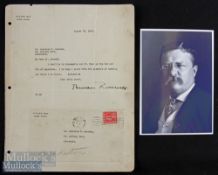 Autograph - Theodore Roosevelt (1858-1919) Signed Typed Letter dated 23 Aug 1919 with original