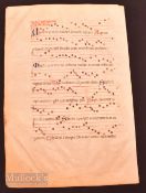 Great Britain – Antiphona Sheet Music Circa 1400-1440 large, impressive sheet of Choral music with