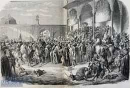 India & Punjab – Court of Lahore Engraving - a large double page antique steel engraving of the