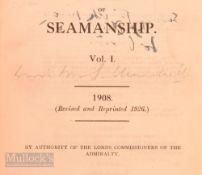 Winston Churchill (1874-1965) Signed Book – 1926 'Manual of Seamanship' Vol I, 1908 revised and