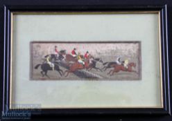 Steeplechase Horse Race 1880s Framed and untitled original Stevengraph - It is untitled, but the