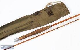 Hardy Alnwick CC De France Palakona Split Cane Fly Rod (1952) No E84247, 7' 2pc (tip 2