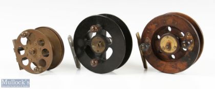 2x Early 'Pownalls Pat Drag Oilin' Centre Pin Reels and Brass Pillared Salmon Fly reel (3) - 5