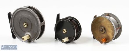 A W Gamage London Brass Faced Trout Fly Reel, 2 5/8