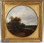 Traies, William (1789-1872) - Oil on canvas of river fishing scene with fisherman in the