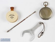 Hardy Bros 'Drianoil' style pocket watch styled Fly Oiler appears unmarked, plus Hardy Bros