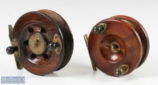 2x Interesting Wooden and Brass Reels - Early Pownalls Pat Oil In Wooden and Brass 5