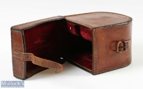 Farlows London 'D' block leather reel case 4 ¾
