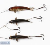 Early amber glass eye gutta percha Caledonia style baits features 3 ¼