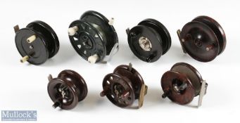 Collection of Various Makers Bakelite and Aerialite Centre Pin Reels (7)  The Paramount 4.5