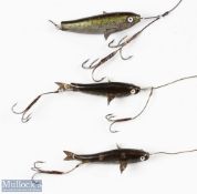 Early white glass eye gutta percha Caledonia style baits features 2 ¾
