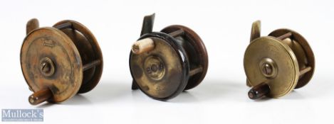 Collection of 3x small brass trout fly reels - 2x Carter & Son Maker London, a 2.5