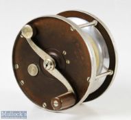 Edward Vom Hofe Restigouche 423 6-0 hard rubber and German Silver Salmon reel with counterbalance