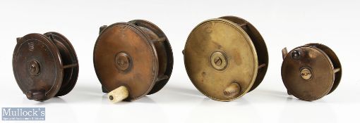 Selection of early Scottish Makers Brass Plate Wind Fly Reels (4) Graham & Co Inverness 4.5