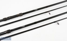 2x Old School Carp Rods 12' 2pc 2.75lbs uplocking reel seat, lined rings, looks unused, cloth bags