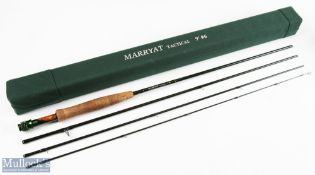Marryat Tactical Carbon Fly Rod, 9' 4pc line 6#, green anodised reel seat with burr wood insert,