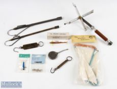 Fishing Accessories featuring a Hardy Bros alloy Line Dryer, plus 2x 'two-draw' alloy and brass