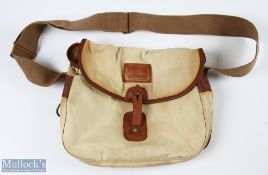 Hardy Bros canvas and leather trout fishing tackle bag size approx. 12x11x3