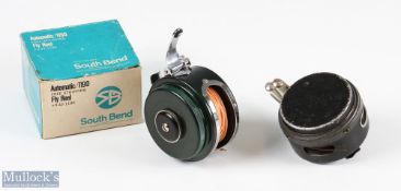 2x American Automatic Fly Reels - Fine South Bend Automatic No. 1190 with chrome line protector,