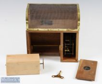 Antique Japan Wooden Mayfly and Fly Catcher with key wound clockwork mechanism, measures 10