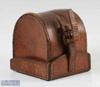 Unnamed medium sized 'D' block Leather Reel Case, 3 ¾