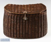 Scarce Willow Cummins trout fishing creel with an inner removable tackle tray, leather side flap