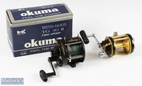 Okuma BTL907 Sea fishing Multiplier reel level drag system, in black finish, with line loaded,