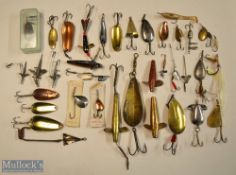 Collection of 75x various spoons, Devons, minnows, plugs and dead bait mounts - over half are