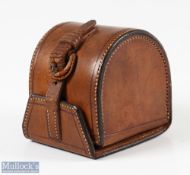 Farlows London 'D' block leather reel case 2 ½