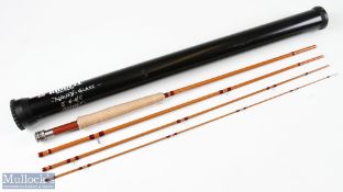 Alan Riddell Newton Abbot glass rod, 8' 4pc line 4/5#, unused, plastic on handle, cloth bag, Alan