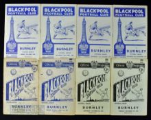 Selection of Blackpool v Burnley match programmes 1949/50 (+ community carol singing sheet), 1952/