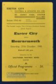 1945/46 Southern selection war league match programme Exeter City v Bournemouth 27 October 1945, 4