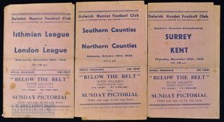 1938/39 Representative matches at Dulwich Hamlet to include Surrey v Kent (24 November), Southern