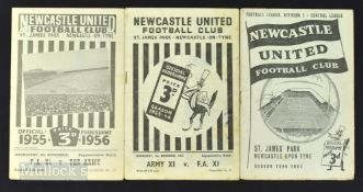 1956/57 Newcastle Utd v British Olympic team (friendly) match programme; 1953/54 FA XI v Army XI (