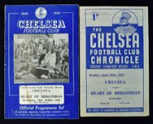 1947/48 Chelsea v Heart of Midlothian friendly match programme 26 April 1948 4 pager; v Heart of