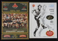 1980/1984 South America Jaguars in SA Rugby Programmes (2): Issues for S African Gazelles v the