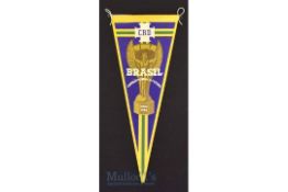 1958 World Cup Brazil pennant in yellow, green, dark blue colours; to the front it has 
