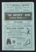 Non-league Carlisle Utd v Spennymoor Utd North Eastern league match programme 10 October 1925;