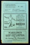 Plymouth Argyle v Manchester City 1938/39 football programme 15 October 1938 very slightly marked,