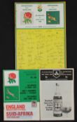 1972 & 1984 England in South Africa Rugby Programmes (3): Official W Province issue for their May
