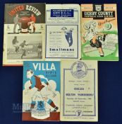 1948/49 Bolton Wanderers away match programmes at Manchester Utd, Aston Villa + reserves (double