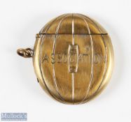 Early 1900s brass Segment Football shaped match holder appears with 'Association' to centre on